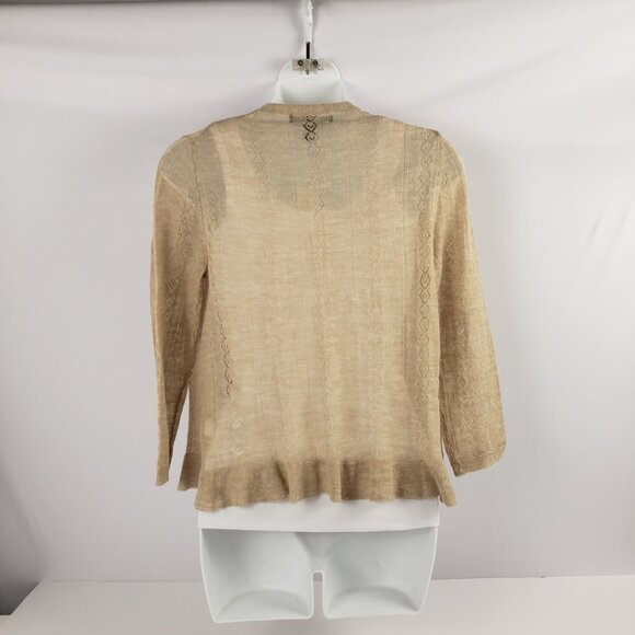 Banana Republic Xs Cardigan Knit Alpaca Wool blend Lightweight Tan Cream Sweater - Picture 2 of 16